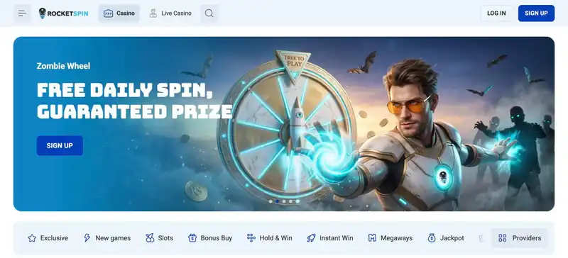 RocketSpin casino homepage