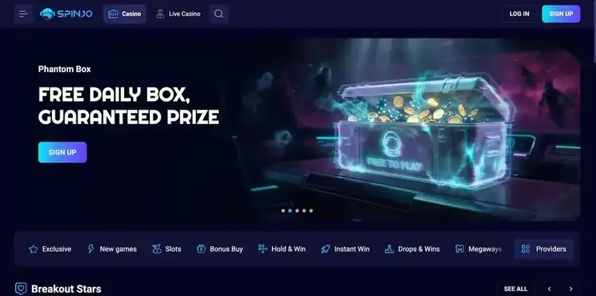 Spinjo casino homepage